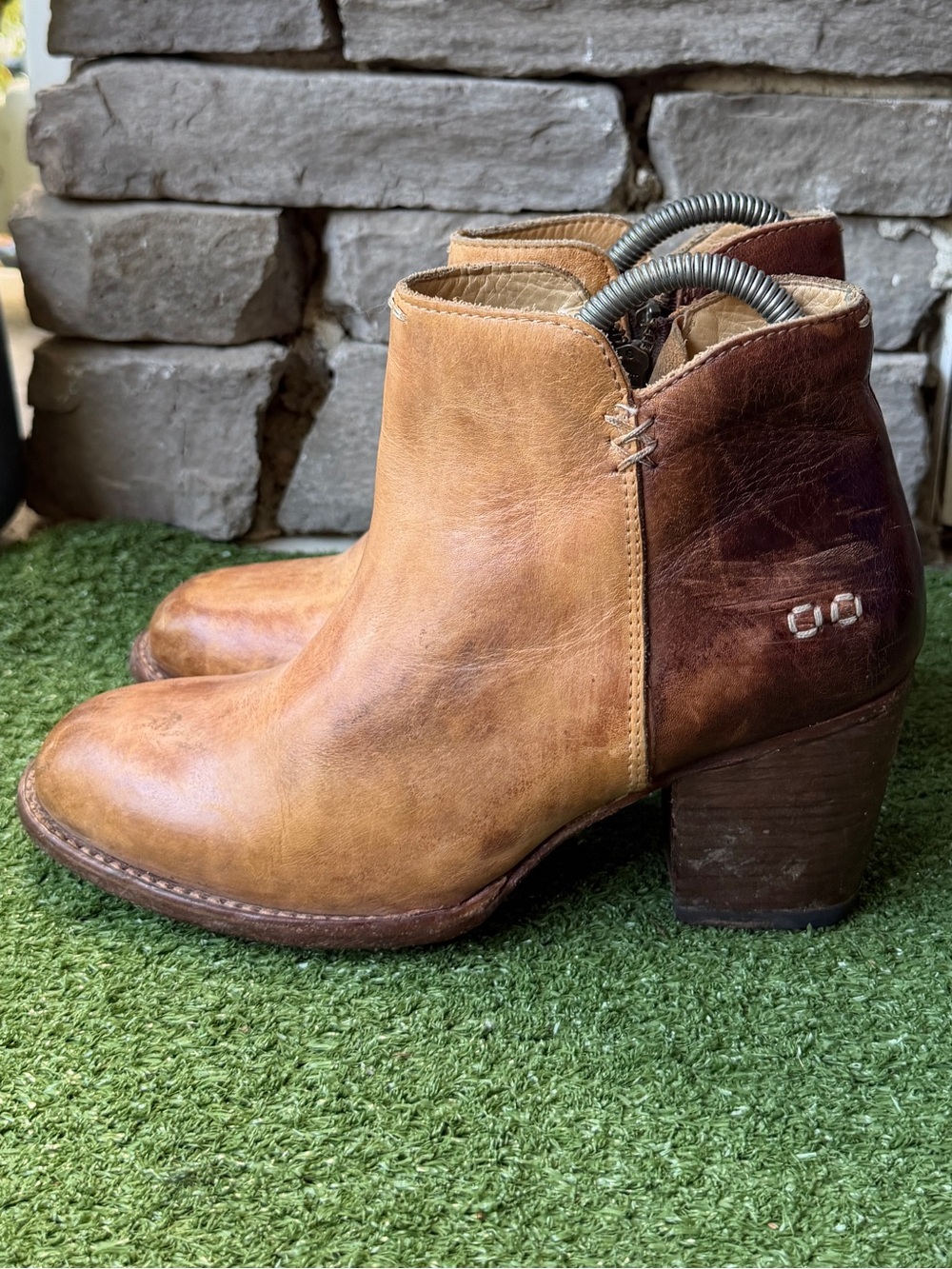 Bed|Stü Yell Full Grain Leather Two Tone Women’s Ankle Boots - Picture 1 of 11